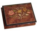 Italian inlaid floral pattern on elm music box