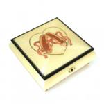 Italian Inlay of Ballet Slippers on White Elm Box with key 