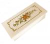 Long and Narrow White Music Box with Floral Pattern