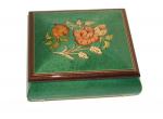 Musical Ring Box with Floral Inlay in Green or Light Blue