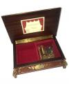 Reuge Kings Box with Pewter and Brass Floral Inlay