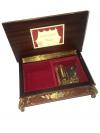 Reuge Kings Box with Pewter and Brass Floral Inlay