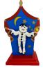Colorful Reuge Dancing Clown Music Box in Red and Blue