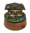 Vintage Rotating SWiss Chalet Scene with Alpine Horn Player