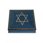 Judaica - Star of David inlay Music Box of Elm, Blue or White(1.18) 2