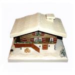 Swiss Farm House Music Box with Snow and Snowman