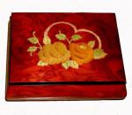 Two Flowers on Heart Inlay Music Box by Ercolano