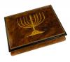 Judaica - Menorah Inlay on Elm Musical Box 