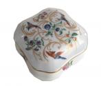 White Porcelain Music Box with Birds and Flowers by Reuge