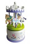 Small Wooden Baby Musical Carousel in Grey and Green 
