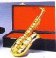 Handcrafted miniature 11 inch saxophone w/case.