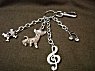 FOB Chain with CZ Cat, Skull and Music Notes