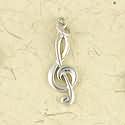 Sterling Silver Charm or Pendant Treble Clef  (small)