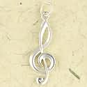 Sterling Silver Charm or Pendant Treble Clef  (medium)