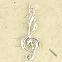 Sterling Silver Charm or Pendant Treble Clef  (medium)