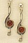 Amber and Sterling Earrings Treble Clef