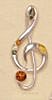 Amber and Sterling Treble Clef Brooche