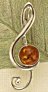 Amber and Sterling Pin Treble Clef 