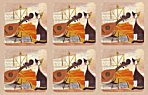 Pimpernel Musical Cat Coasters Set of 6