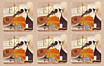 Pimpernel Musical Cat Coasters Set of 6