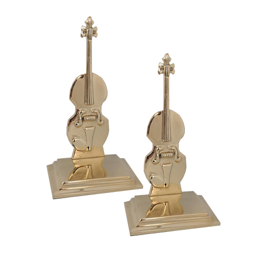 Brass Violin Bookends 