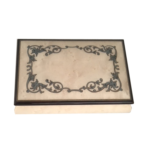 White Music Box with Silver Baroque Inlay